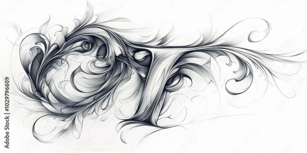 Fototapeta premium Abstract black and white swirling art.
