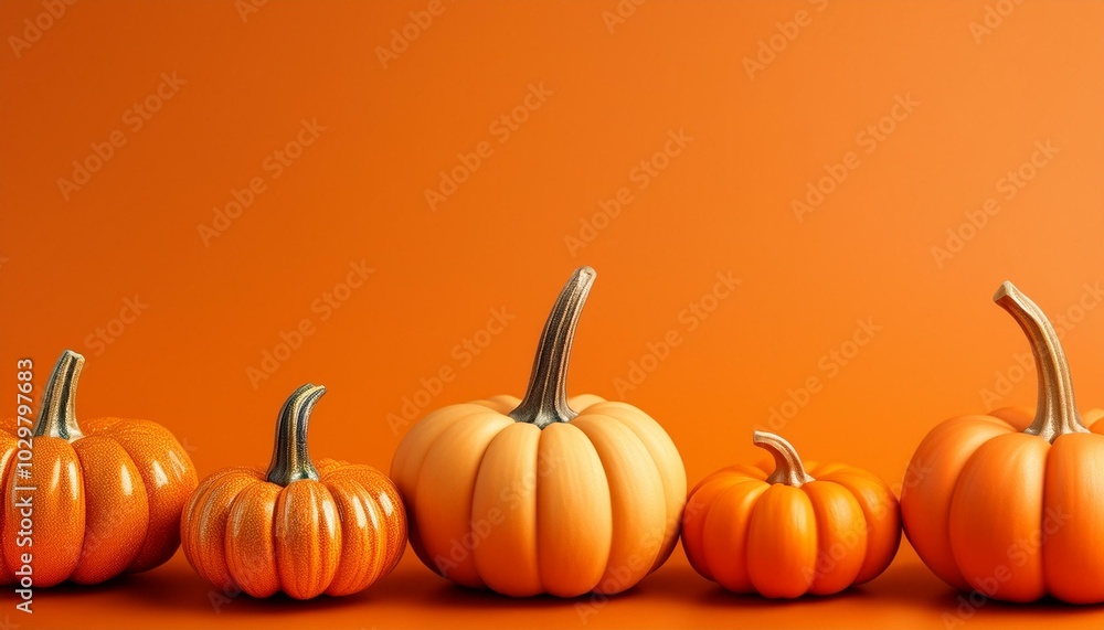 white Decorative pumpkins on an orange background, professional background white Decorative pumpkins on an orange background, professional background