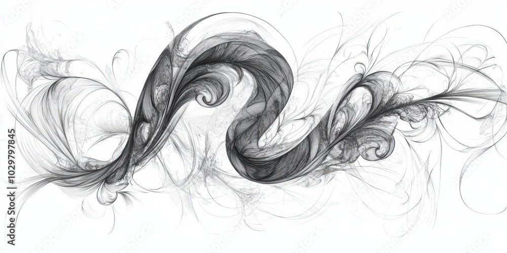 Fototapeta premium Abstract black and white line art.