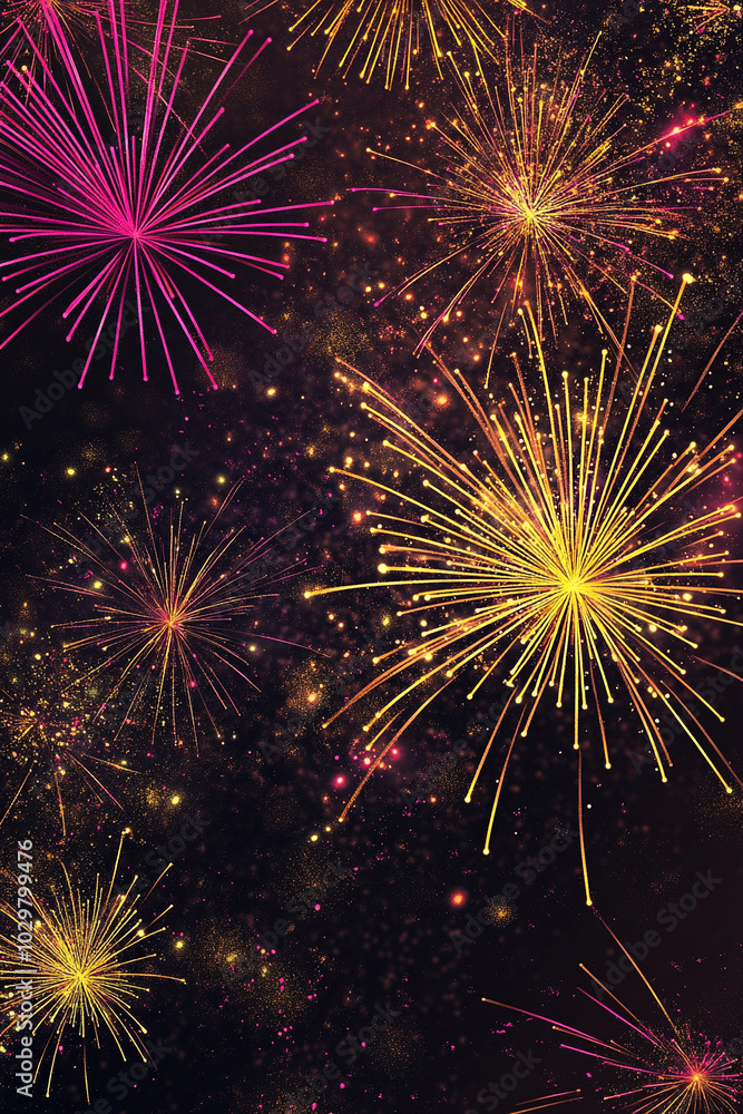 Fototapeta premium sparkling vector fireworks over night sky.