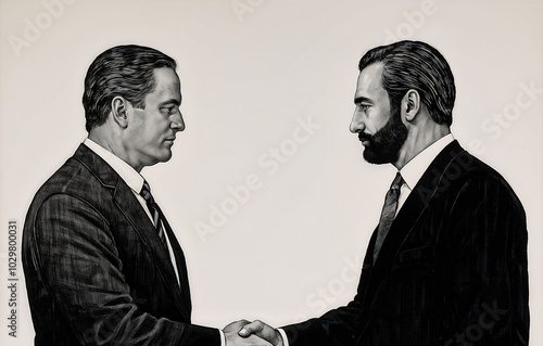 Two business men handshake each other