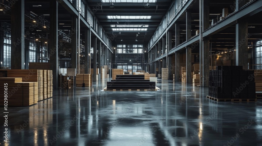 Modern industrial warehouse interior Modern industrial warehouse interior