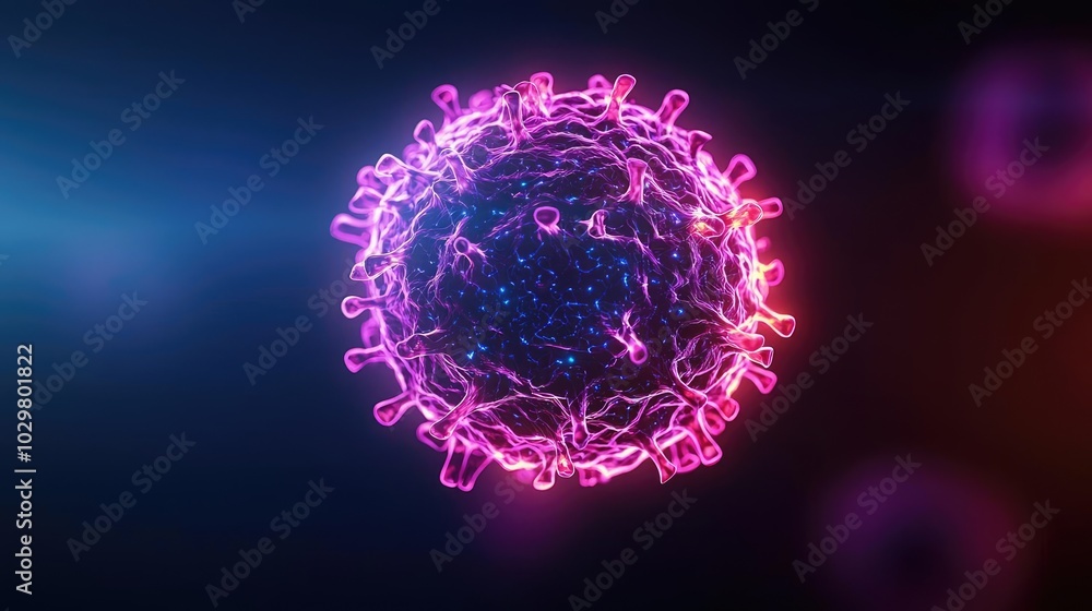 Colorful 3D illustration of a virus on a dark isolated background. Colorful 3D illustration of a virus on a dark isolated background.