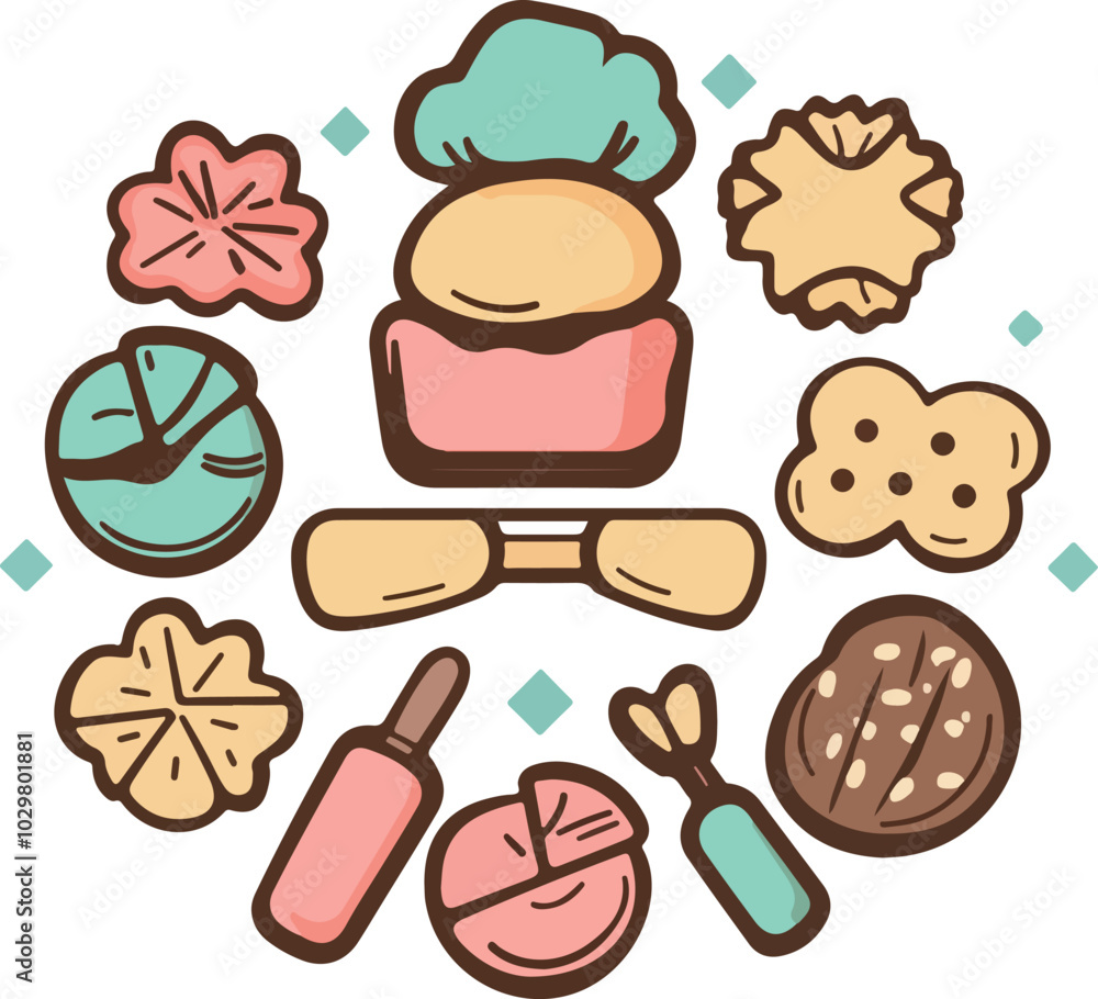 Cute cookie chef illustration Cute cookie chef illustration