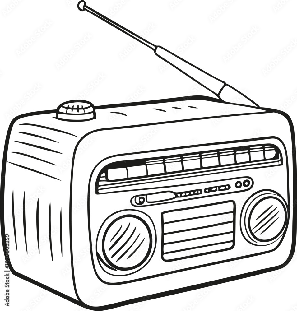 Fototapeta premium Vintage Radio Illustration with Antenna and Knob for Retro-Themed Designs