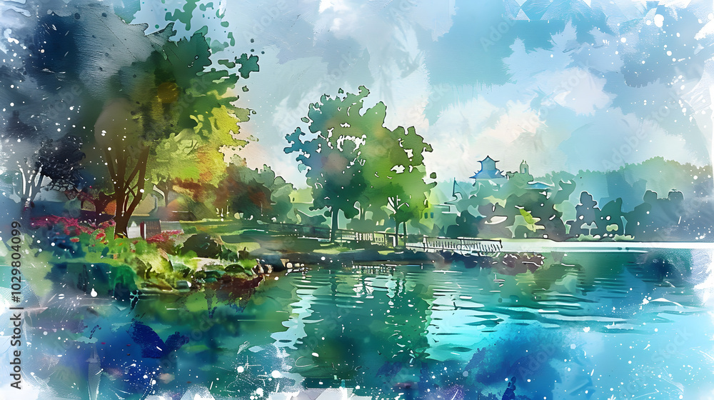 Hedge park Watercolor Hedge park Watercolor