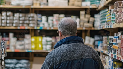 A customer browsing through a selection of building materials at a local shop.