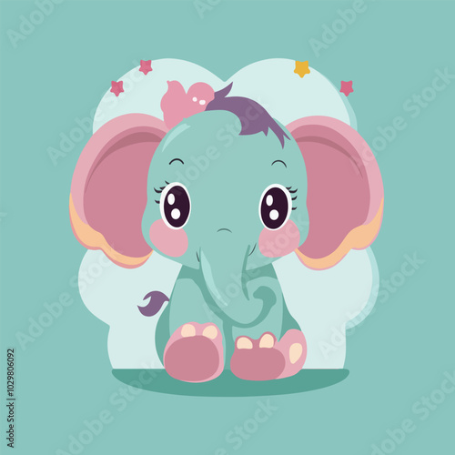 Cute baby elephant illustration