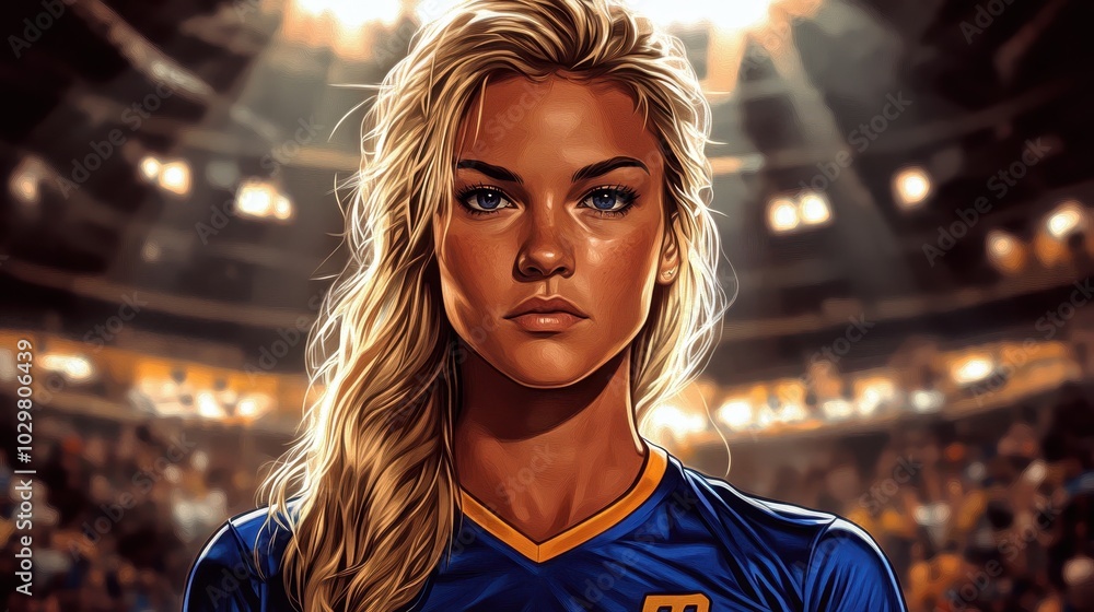 Fototapeta premium Athletic Anime Style Illustration of Strong Female Character