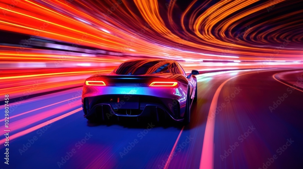 Fototapeta premium Speeding Car Night