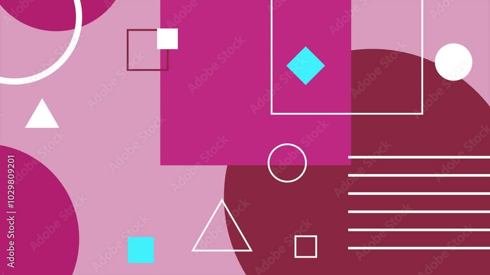 various geometric shapes in a pink red and white color scheme geometric motion video background seamless 4k pop art design various geometric shapes in a pink red and white color scheme geometric motion video background seamless 4k pop art design
