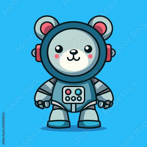 Cute teddy bear cartoon character. Animal Technology Icon Concept. Flat color style. vector illustration template design.