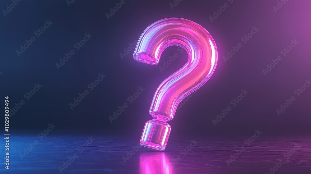 A pink question mark is floating in the water. The question mark is made of glass and is floating on the surface of the water. The image has a surreal and dreamlike quality to it A pink question mark is floating in the water. The question mark is made of glass and is floating on the surface of the water. The image has a surreal and dreamlike quality to it