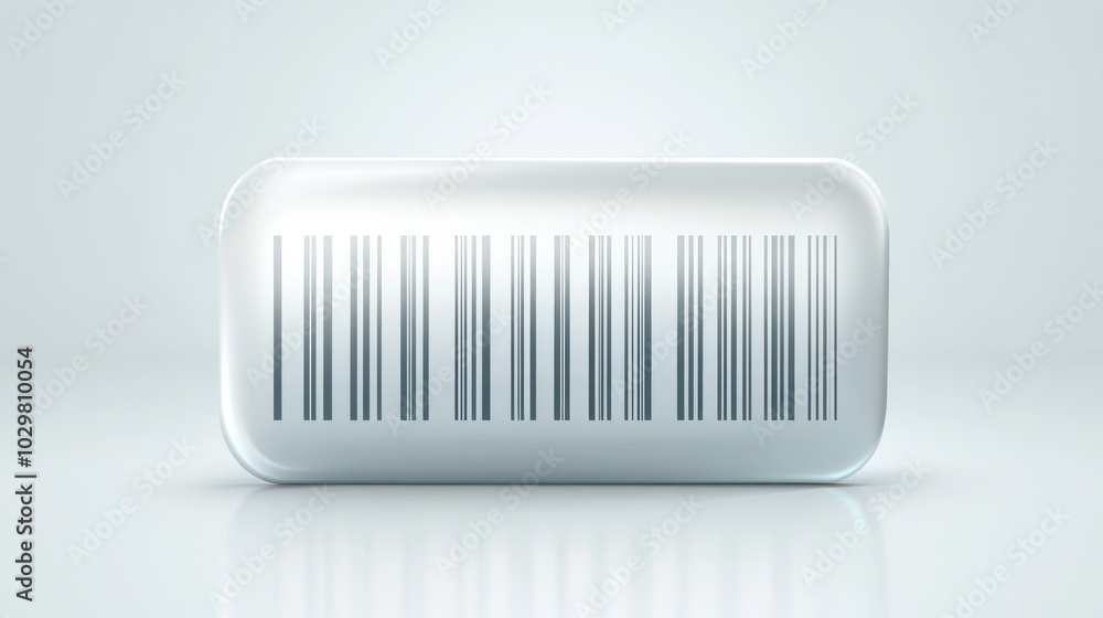 A white box with a barcode on it. The box is clear and shiny A white box with a barcode on it. The box is clear and shiny