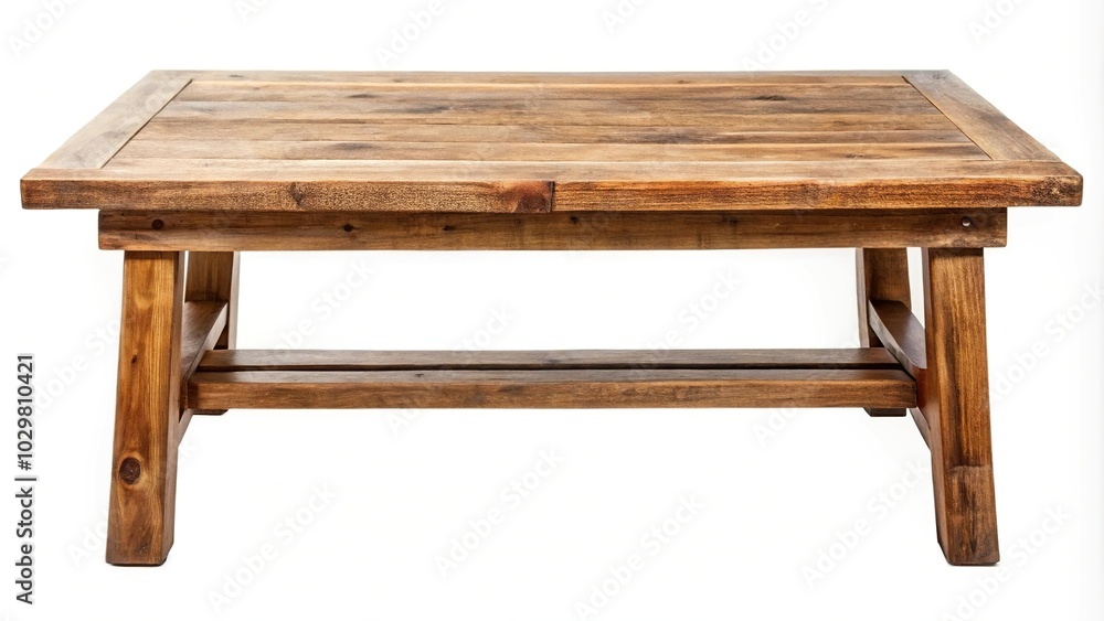 Rustic wooden coffee table isolated on white background Rustic wooden coffee table isolated on white background
