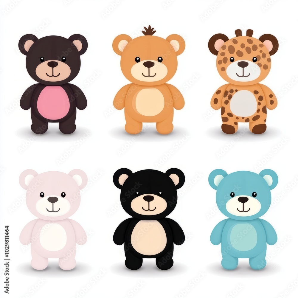 Cute cartoon bears in various colors and patterns. Cute cartoon bears in various colors and patterns.