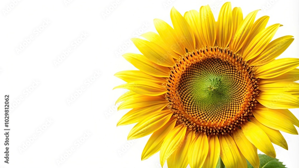 Fototapeta premium Vibrant sunflower with white background
