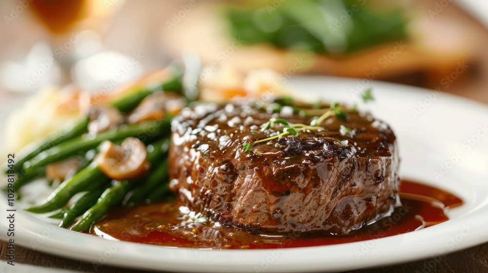 Grilled Steak with Green Beans and Mushrooms Grilled Steak with Green Beans and Mushrooms