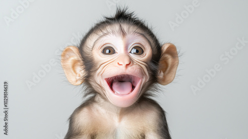 Joyful Baby Monkey Portrait 