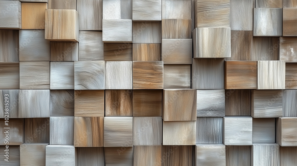 3D wallpaper with an abstract white wooden block wall background for living room or bedroom decoration