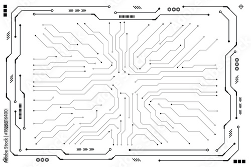 Black control panel abstract modern technology futuristic interface hud ui on white background.