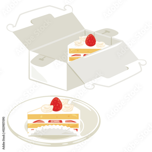苺のショートケーキと箱セット