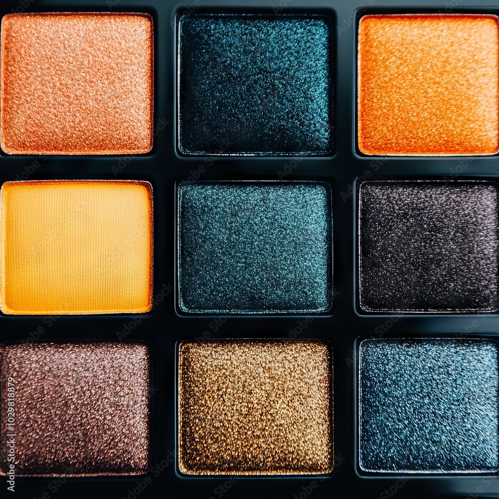 Fototapeta premium A vibrant eyeshadow palette featuring nine shimmering shades.