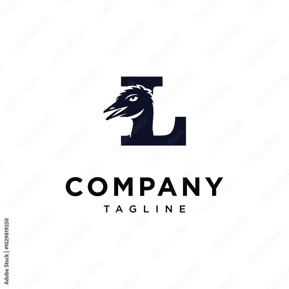 letter L Emu bird logo icon Vector letter L Emu bird logo icon Vector