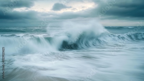 Ocean Wave Crashing on Beach