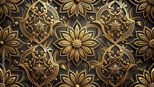 3D Abstract Wallpaper - Dark Golden and Black Background for Home Decor and Digital Design | Generative AI Art for Modern Interiors