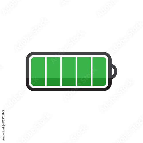 Battery icon in green color vector illustration.