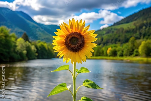 Symmetrical sunflower in Lamoille River Valley photo