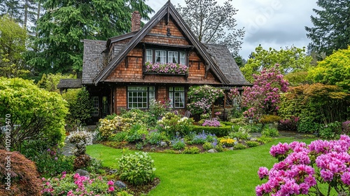 Charming Springtime House Surrounded by Blossoms