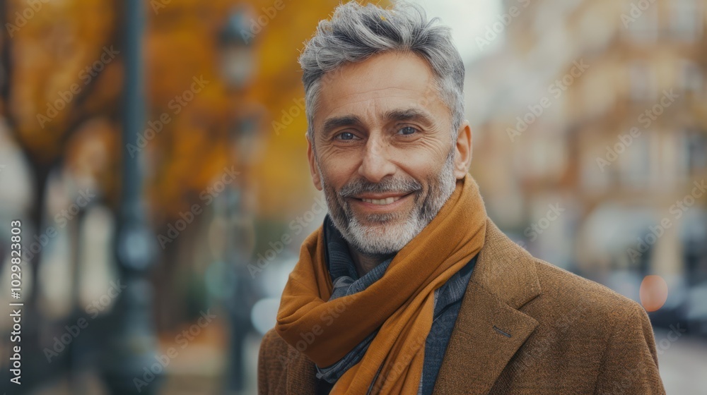 Fototapeta premium Smiling Man in a City