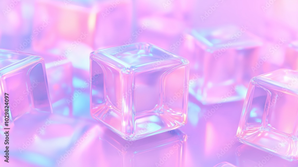 Futuristic floating pastel cubes with vibrant lighting effects Futuristic floating pastel cubes with vibrant lighting effects