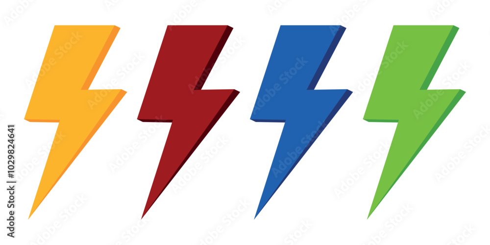 Set of colorful lightning icons Set of colorful lightning icons