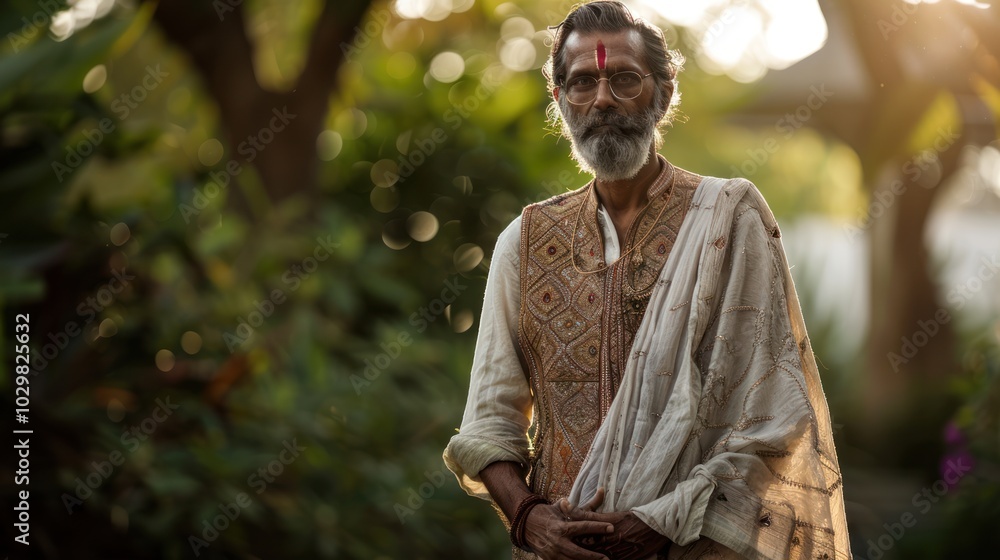 Portrait of a Man in Traditional Indian Attire Portrait of a Man in Traditional Indian Attire