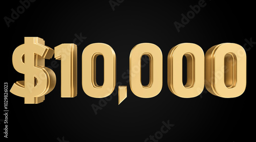 Tableau sur toile 10 thousand dollars 3D gold, 3D numbers