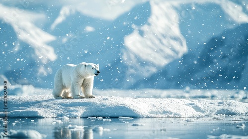 Majestic Polar Bear in Snowy Arctic Landscape