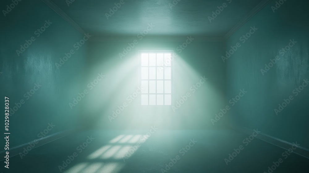 A room with a window that is letting in light. The room is empty and the light is shining through the window A room with a window that is letting in light. The room is empty and the light is shining through the window