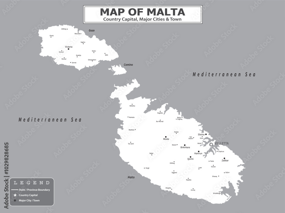 Fototapeta premium European Country Geography Political map. Political map of country with capital, province or state capital, major cities and town.