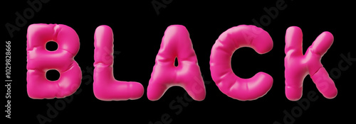 Vector with the 3d word black in the form of a bright pink glossy balloons