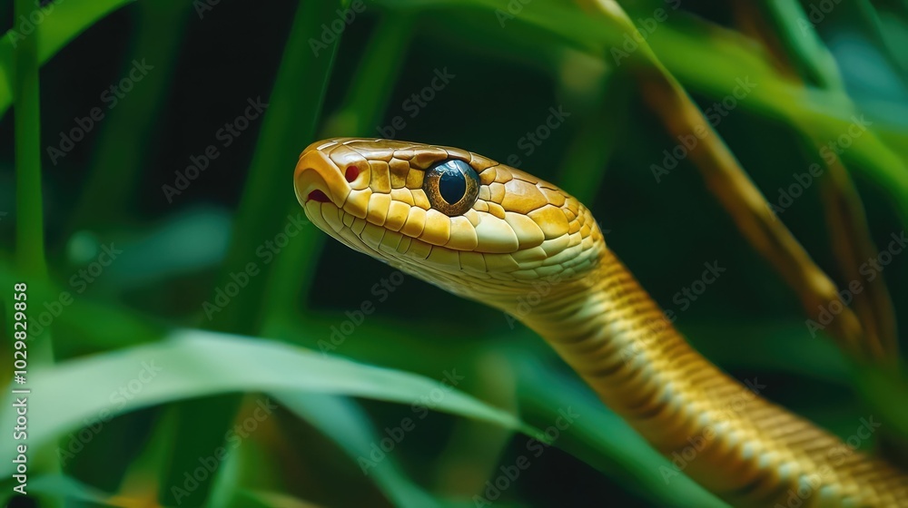 Elegant Snake Slithering Through Lush Greenery Elegant Snake Slithering Through Lush Greenery