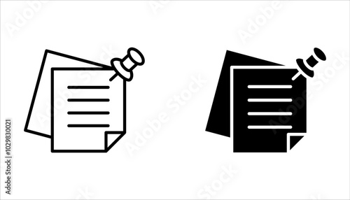 sticky notes icon set. Thin linear sticky notes outline icon isolated on white background.