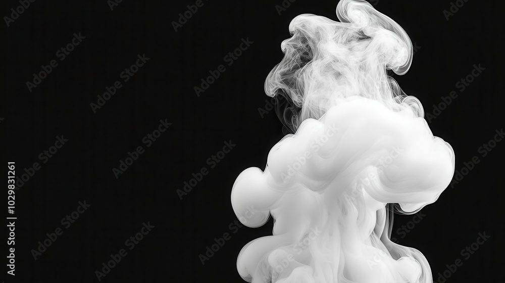 A black background with a white cloud of smoke. The smoke is billowing and he is coming from a fire. Scene is ominous and foreboding, as the smoke seems to be engulfing the area A black background with a white cloud of smoke. The smoke is billowing and he is coming from a fire. Scene is ominous and foreboding, as the smoke seems to be engulfing the area