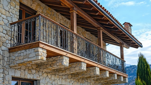 Architectural Close-up of Stone Building Details