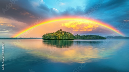 Rainbow over Tropical Island