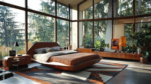 Wallpaper Mural Modern Bauhaus Inspired Bedroom Design Torontodigital.ca