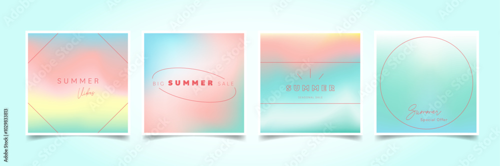 Fototapeta premium Summer gradient background vector set.