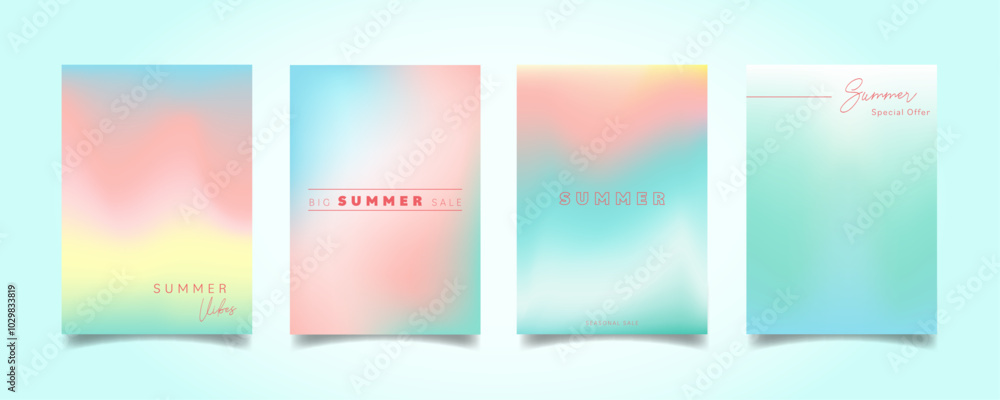 Summer gradient background vector set. Summer gradient background vector set.